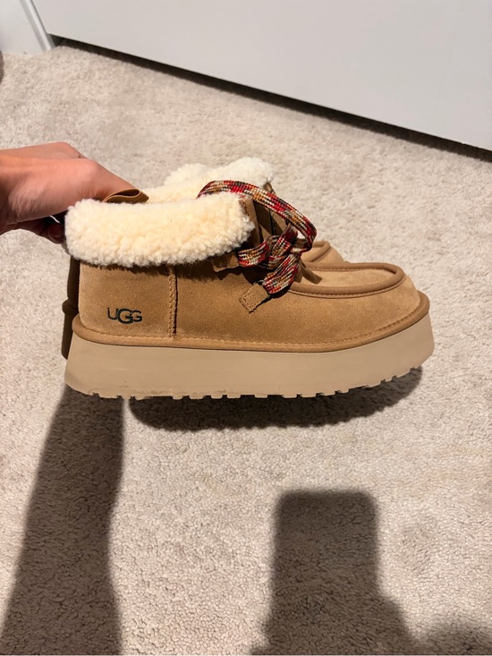 UGG Shoes - UGG Women Chestnut Suede Shearling-Lined Boot with Plaid Laces
